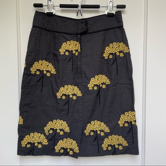 Grey cotton miniskirt with embroidered flowers - Picture 8 of 14